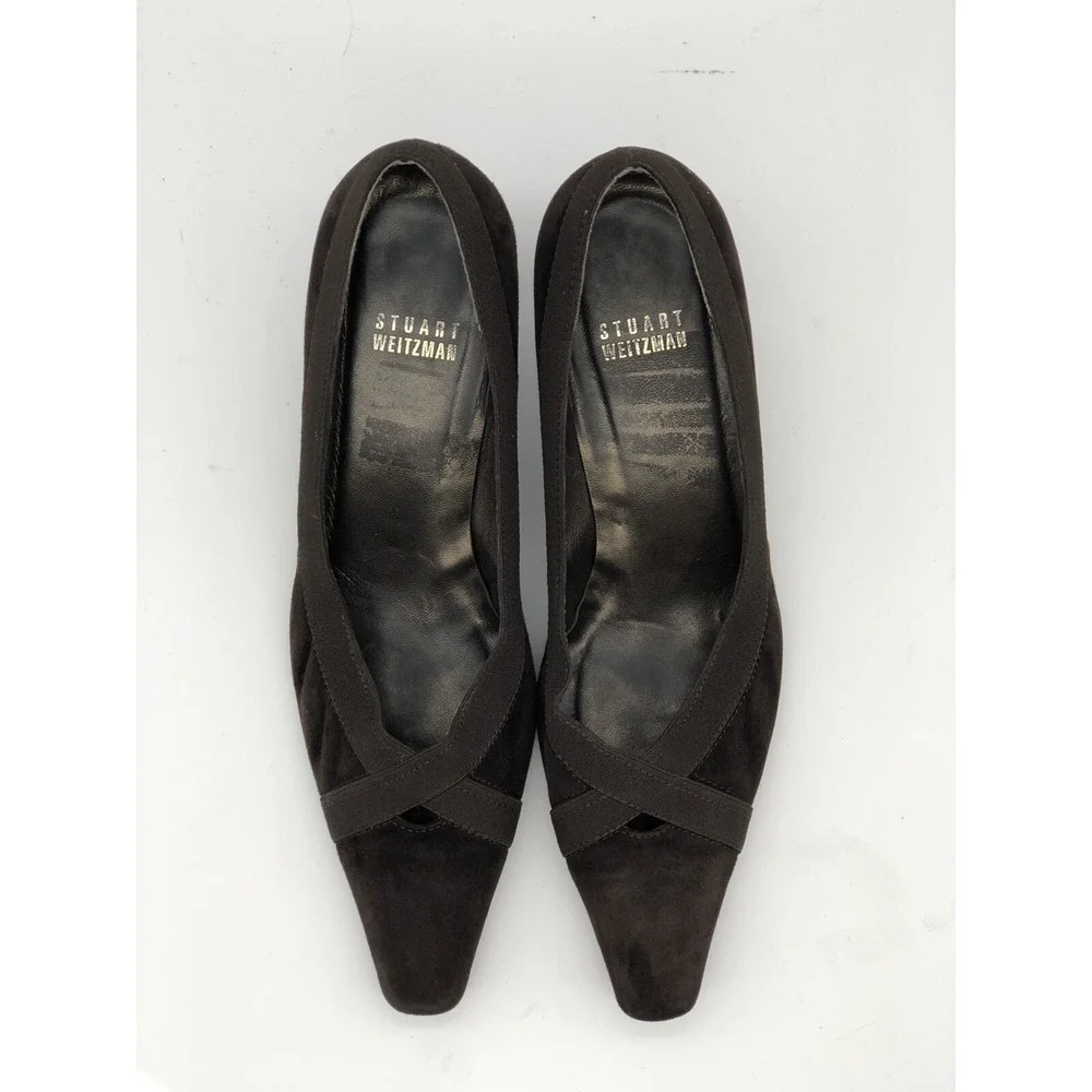 Stuart Weitzman Women's Size‎ 7.5 M Brown Suede Kitten Heels Cross Straps Spain